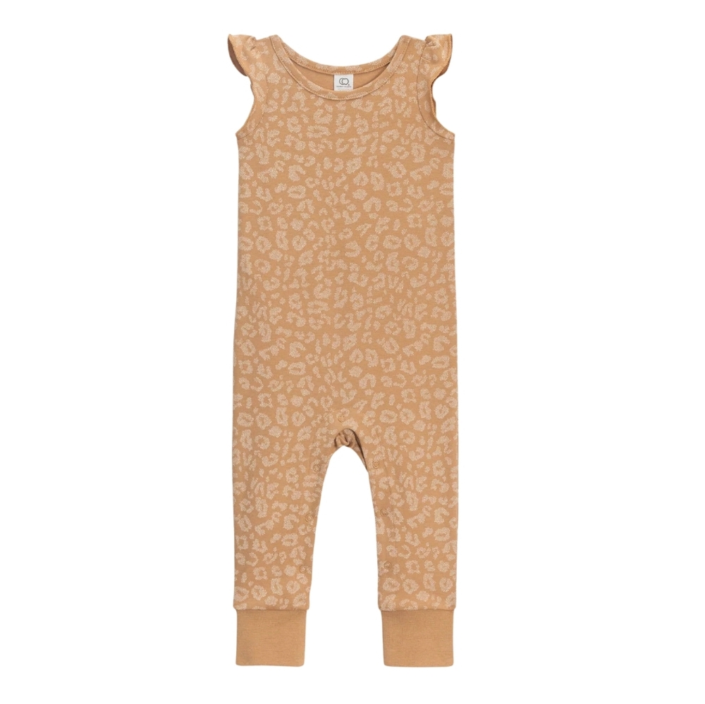 Flora Flutter Sleeve Romper | LEOPARD / TAN